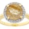 Golden Rutilated Quartz And White Zircon Ring In 18K Gold Over Sterling
Silver 3.73ctw