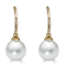 14KY 8mm  Cultured Pearl Dangling 0.034 ctw Diamond Earrings