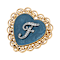 Gold Tone Filigree Heart Blue Enamel Initial Pin