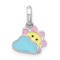Rhodium Over Sterling Silver Enameled Sun and Cloud Children's Pendant