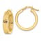 14k Yellow Gold 13/16" Textured and Polished Hoop Earrings