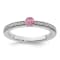 14K White Gold Stackable Expressions Pink Tourmaline and Diamond Ring 0.075ctw