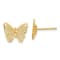 14K Yellow Gold Textured and Polished Butterfly Post Earrings