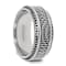 GAUNTLET Steel Chain Titanium Wedding Ring Polished Beveled Edges Set
with Round Black Diamonds 10mm