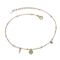 Emerald Color CZ Heart And Key Charm Bracelet In 14K Gold Over Brass