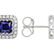 Everyday Lab-Created Sapphire Blue And White Stud Earrings In Platinum
Over Sterling Silver