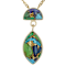 Multi-Color Blended Turquoise Pendant Necklace In 18K Gold Over Sterling Silver