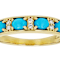 Turquoise And White Zircon Band Ring In 18K Gold Over Sterling Silver 0.05ctw