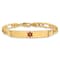 14k Yellow Gold Medical Red Enamel Figaro Link ID Bracelet