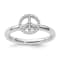 Sterling Silver Stackable Expressions Peace Symbol Diamond Ring 0.117ctw