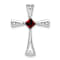 Rhodium Over 10k White Gold 0.29 cttw Garnet and Accent Diamond Cross Pendant