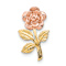14k Two-tone Gold  Textured Mini Pink Rose Flower Chain Slide Pendant