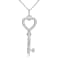 White Cubic Zirconia 14k White Gold Key Pendant With Chain 0.20ctw