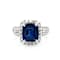 4.87 Ctw Blue Sapphire and 1.08 Ctw White Diamond Ring in 14K WG