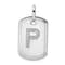 Rhodium Over 14k White Gold Diamond Initial P Dog Tag Charm