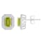 6x4mm Emerald Cut Peridot 1/5 ctw Diamond Rhodium Over Sterling Silver
Halo Stud Earrings