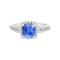 14K White Gold Square Cushion Tanzanite and Diamond Ring, 1.50ctw