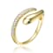 Serpent CZ Bypass Ring In 14K Gold Over Brass