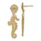 14k Yellow Gold Textured Seahorse Dangling From Shell Earrings