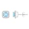 5mm Cushion Simulated Aquamarine And Created White Sapphire 10k White
Gold Halo Stud Earrings