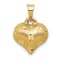 14k Yellow Gold Polished, Satin and Diamond-Cut 3D Puffed Heart Pendant