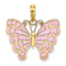 14k Yellow Gold Enameled Butterfly Pendant