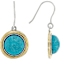 Turquoise And Gold Two-Tone Drop Earrings In Sterling Silver