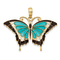 14k Yellow Gold Multi-color Enameled Butterfly Pendant