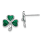 Rhodium Over Sterling Silver Enamel Shamrock Child's Post Earrings