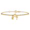 14k Yellow Gold Polished and Diamond-Cut Heart Lock and Key Bracelet