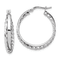 Rhodium Over 14k White Gold 1" Polished and Textured Hinged Hoop Earrings