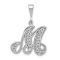 Rhodium Over 14k White Gold Solid Polished Script Filigree Textured
Letter M Initial Pendant