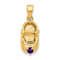 10k Yellow Gold 3D February Birthstone Amethyst Simulant Baby Shoe Charm