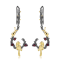 Garnet Rhodium Over Sterling Silver Nature Inspired Robin Earrings