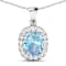 3.0ctw 14K White Gold Cushion Aquamarine and White Diamond Pendant with
18 inch Cable Chain