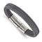 Gray Woven Leather and Stainless Steel Polished 8-inch with 0.5-inch
Extension Bracelet
