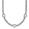 Rhodium Over Sterling Silver Cubic Zirconia Hearts Necklace