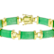 Green Jadeite Rectangular Bangle Bracelet In 18K Gold Over Sterling Silver
