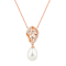 8-8.5mm Round White Freshwater Pearl and Morganite 14K Rose Gold Necklace
