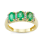 Emerald with Diamond Accent 10K Yellow Gold 3-Stone Ring 1.18ctw