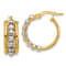 14k Yellow Gold and 14k White Gold Polished and Beaded 3/4" Hoop Earrings