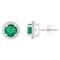 6mm Round Created Emerald And Created White Sapphire 10k White Gold Halo
Stud Earrings