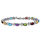 Rhodium Over 14k White Gold Rainbow Floral Gemstone and Diamond Bracelet