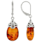 Amber Sterling Silver Dangle Earrings 17x11mm
