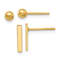 14K Yellow Gold Polished 3mm Ball and Bar Stud Earring Set