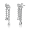 CZ Tiered Drop Earrings In Rhodium Over Brass