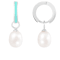 7.5-8mm White Cultured Freshwater Pearl and enamel green Rhodium Over
Sterling Silver Earrings