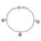 Sterling Silver Pink Enamel Flowers Children's Bracelet