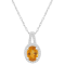 8x6mm Oval Citrine 1/7 ctw Diamond Rhodium Over Sterling Silver Halo
Pendant with Chain