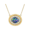 Opal Triplet And Zircon Halo Necklace In 18K Gold Over Sterling Silver 0.41ctw